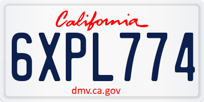 CA license plate 6XPL774