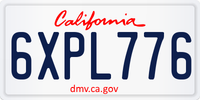 CA license plate 6XPL776