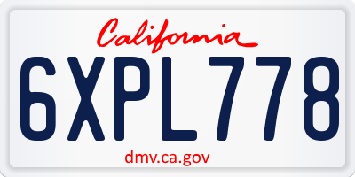 CA license plate 6XPL778