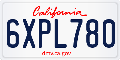 CA license plate 6XPL780
