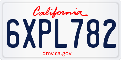 CA license plate 6XPL782