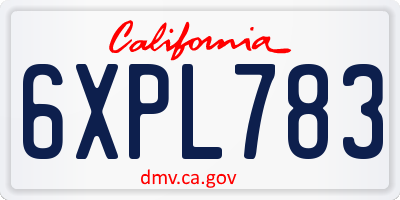 CA license plate 6XPL783