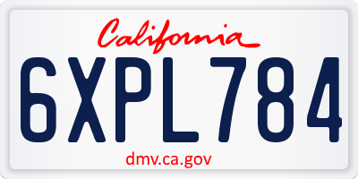 CA license plate 6XPL784