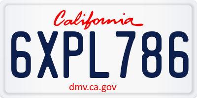 CA license plate 6XPL786