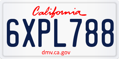 CA license plate 6XPL788