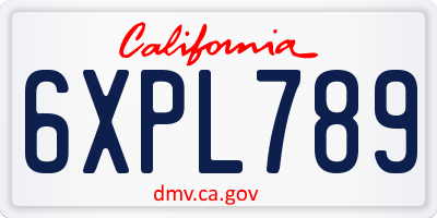 CA license plate 6XPL789