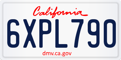 CA license plate 6XPL790