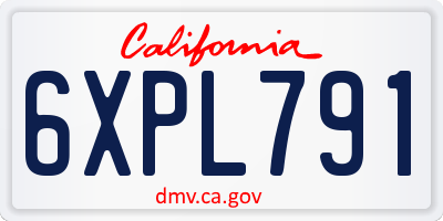 CA license plate 6XPL791