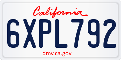 CA license plate 6XPL792