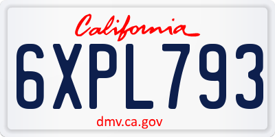 CA license plate 6XPL793