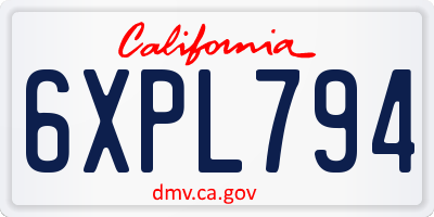 CA license plate 6XPL794