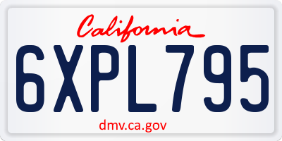 CA license plate 6XPL795