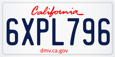 CA license plate 6XPL796