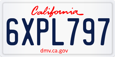 CA license plate 6XPL797