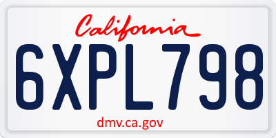 CA license plate 6XPL798
