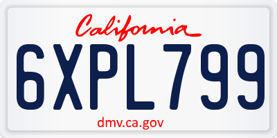 CA license plate 6XPL799