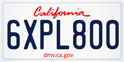 CA license plate 6XPL800