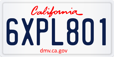 CA license plate 6XPL801