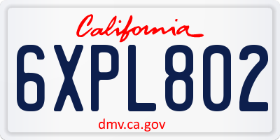 CA license plate 6XPL802