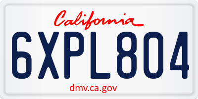 CA license plate 6XPL804