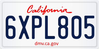CA license plate 6XPL805