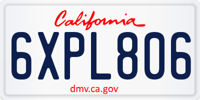 CA license plate 6XPL806