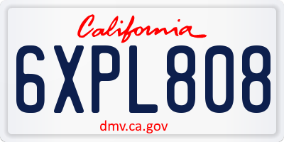 CA license plate 6XPL808