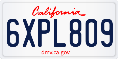 CA license plate 6XPL809