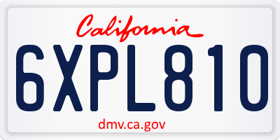 CA license plate 6XPL810