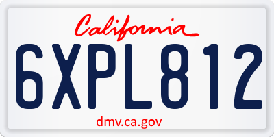 CA license plate 6XPL812