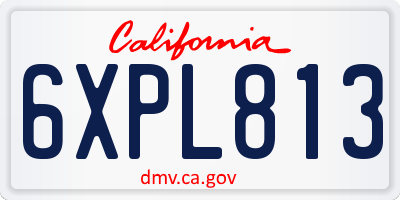 CA license plate 6XPL813