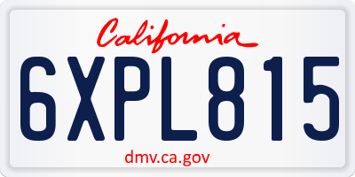 CA license plate 6XPL815