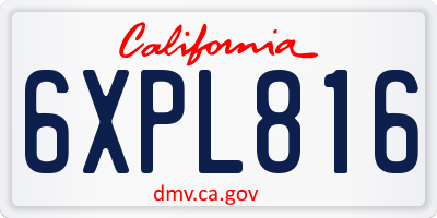CA license plate 6XPL816
