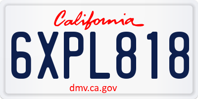 CA license plate 6XPL818
