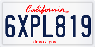 CA license plate 6XPL819