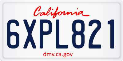 CA license plate 6XPL821