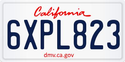 CA license plate 6XPL823