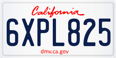 CA license plate 6XPL825