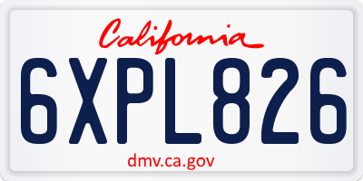 CA license plate 6XPL826
