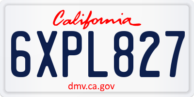 CA license plate 6XPL827