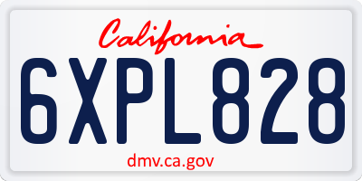 CA license plate 6XPL828