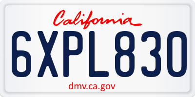 CA license plate 6XPL830