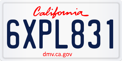 CA license plate 6XPL831