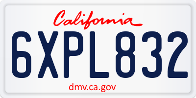 CA license plate 6XPL832