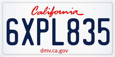 CA license plate 6XPL835