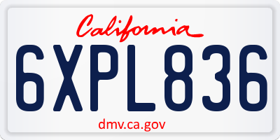 CA license plate 6XPL836