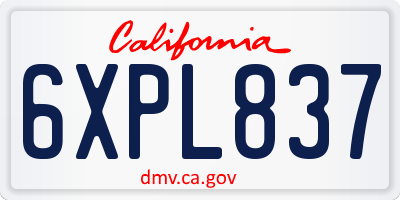 CA license plate 6XPL837