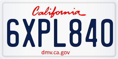 CA license plate 6XPL840