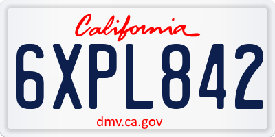 CA license plate 6XPL842