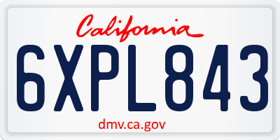 CA license plate 6XPL843